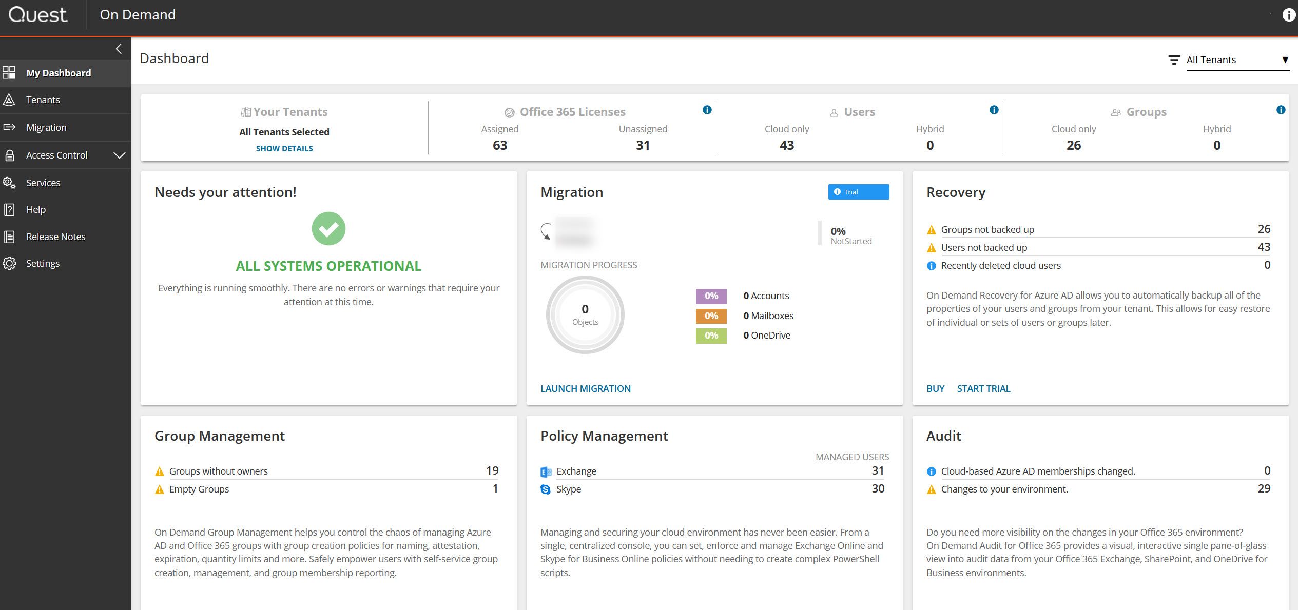 Tenant Migration - Quest on Demand