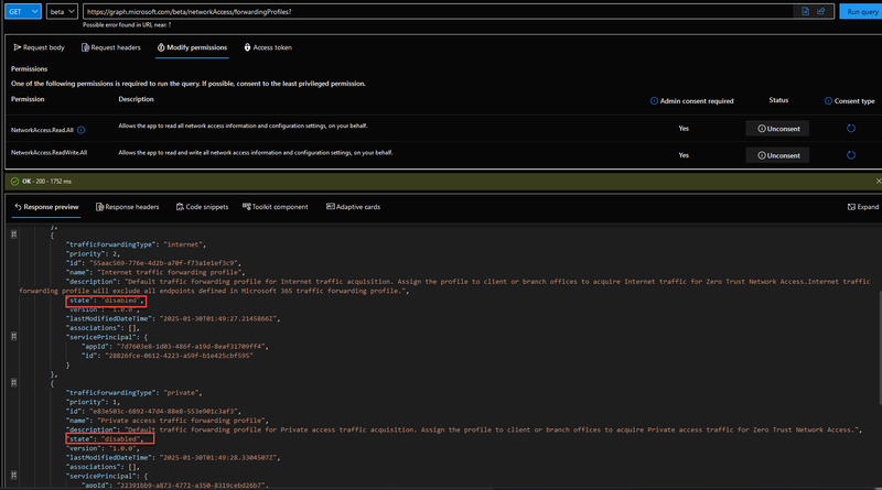 Private Access Traffic forwarding Graph Query