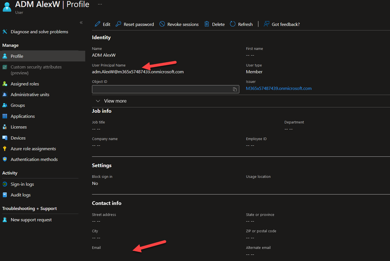 Azure AD User Settings