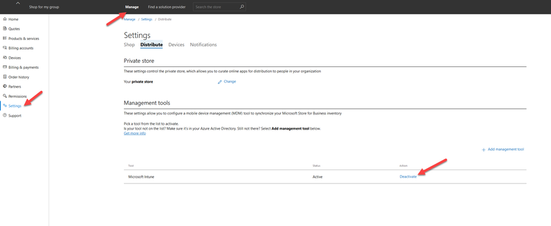 Intune Connector Settings