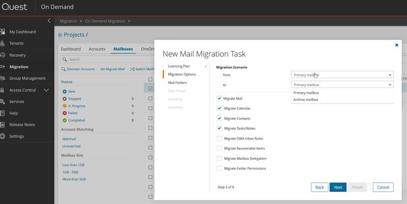 Quest on Demand Mailbox Migration Task