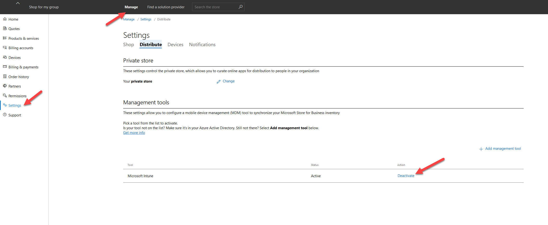 Intune Connector Settings